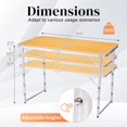 thumbnail image 3 of QueipA 4ft Portable Folding Camping Table, Outdoor Waterproof Adjustable Height Table, Aluminum Lightweight Suitcase Foldable Table for Picnic BBQ Beach Dining, 3 of 16
