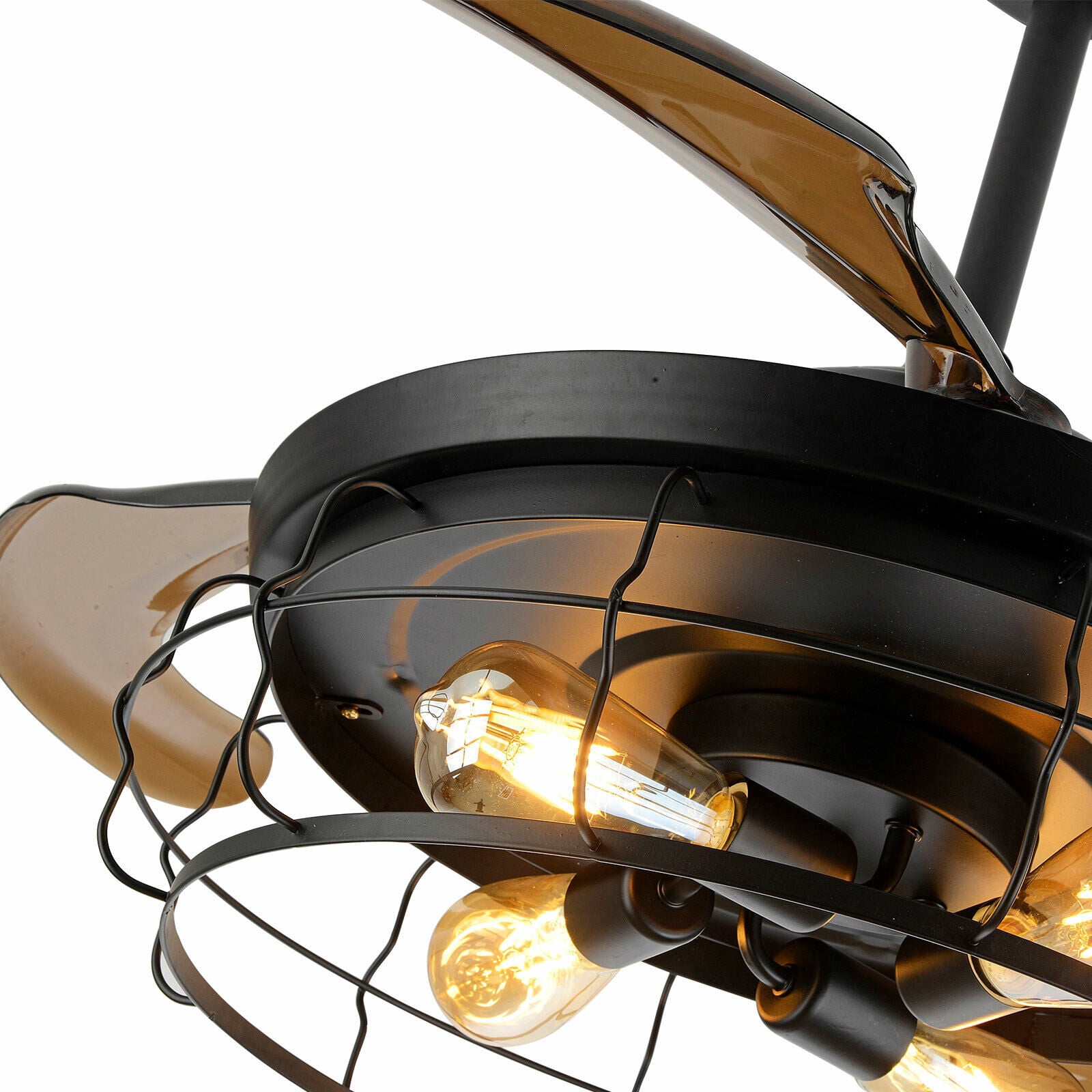 42'' Rustic Ceiling Fan Light Remote Control Chandelier Retractable Blades Lamp