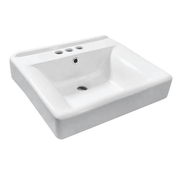 Kingston Brass EV2018W34 Concord 20-Inch Ceramic Console Sink Basin Only (4-Inch, 3-Hole) in White