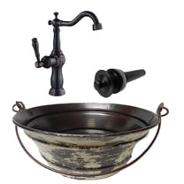 15' Copper Bathroom Vessel Sink BUCKET Style with Accessories