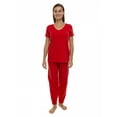 thumbnail image 1 of Pajama Set PJ Cotton Lounge Sleep Wear V-Neck Top & Long Pants by Lunarable, 1 of 3