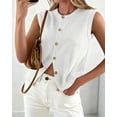 thumbnail image 6 of BTFBM Sweater Vest Women Casual Crewneck Loose Button Down Knit Sleeveless Cardigan Spring Clothes Summer Vest Tops, 6 of 8