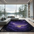 thumbnail image 2 of ODIKA 8'x10' Washable Area Rug Non-Slip Chair-Friendly Mat Purple Starry Galaxy Constellation Border Motif Cosmic Swirl for Dining Room, Large Office, Lounge, 2 of 7