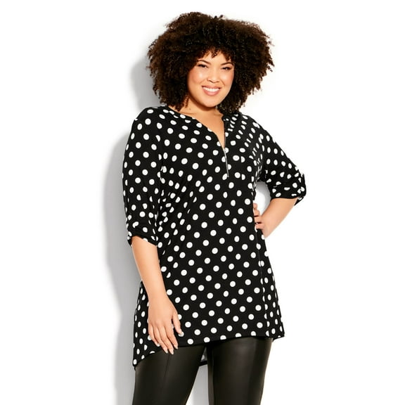 Avenue Womens Plus Size Chester Zip Print Tunic Top