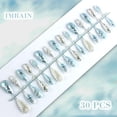 thumbnail image 2 of Presiona las uñas IMRAIN Blue Medium Almond con plata cromada, 2 of 7