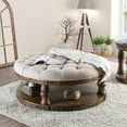 thumbnail image 4 of Furniture of America Tanenbaum Tufted Coffee Ottoman, Oak, 4 of 4