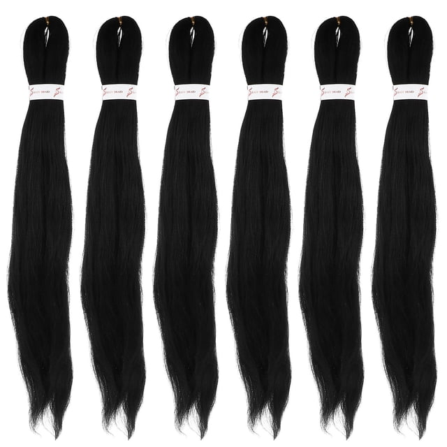 BEADCEST 6 Pcs Rallonges de Cheveux Torsadées pour Tresses Fil Noir Résistant aux Hautes Températures pour Femmes Mariages