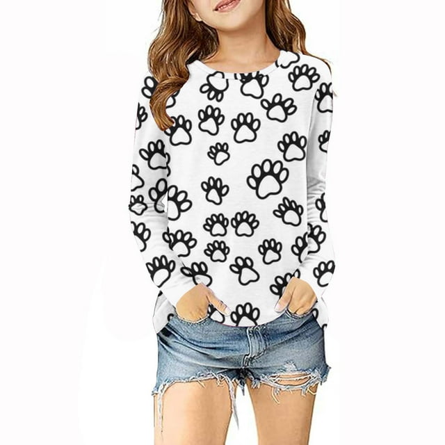 Tungbrin Girls DIY Hand Painted Colorable Shirts Funny Long Sleeve Crewneck Tops Kids Spring Fashion Coloring Pullover Shirts