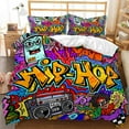 thumbnail image 1 of Draps de Lit Gris Graffiti Moderne Ensemble de Housse de Couette Ensemble de Literie pour Lit Simple 3 Pcs, 1 of 5