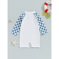 thumbnail image 6 of Hirigin Toddler Baby Boy Swimsuit Checkered One Piece Swimwear Long Sleeve Zipper Rash Guard Beach Bathing Suit, 6 of 8