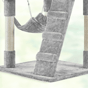 Alden Design 54 Cat Tree with Hammock, Basket and Scratching Post Tower, Light Gray