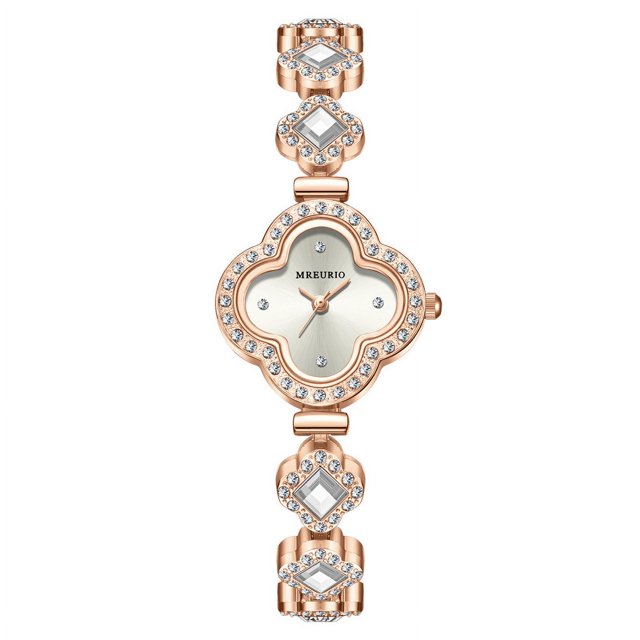 Reloj de cuarzo con pulsera de trébol de cuatro hojas de moda Reloj de mujer esmeralda Reloj de mujer