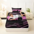 thumbnail image 4 of Castle Fairy Neon Sports Car Twin Sheet Sets 3pcs for Teens, Light Trail Race Bedding for Girls Bedroom, Pink Black, 4 of 6