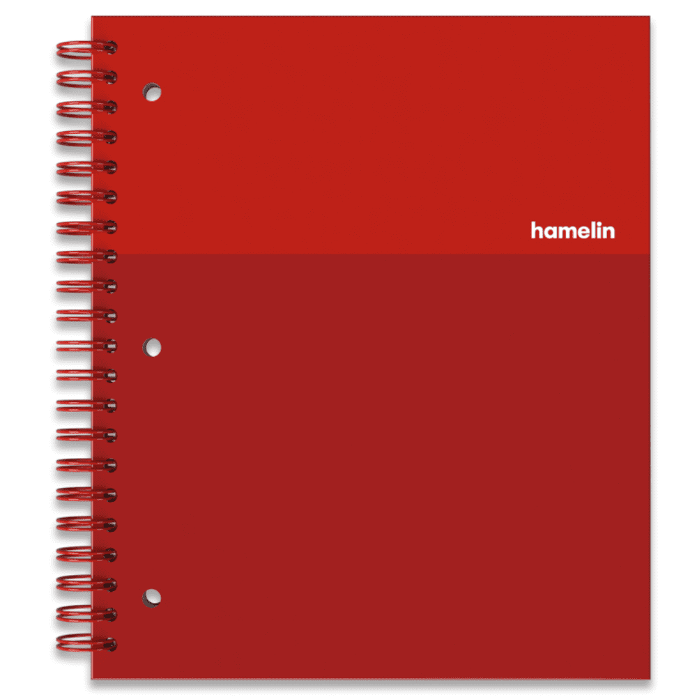 hamelin 1 Subject Spiral Notebook Graph Ruled 8.5"x11" Hardcover RUBY