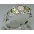 thumbnail image 2 of LBG British Made 10k White Gold Natural Opal & Peridot Womens Trilogy Ring - 33 size options - Sizes 4 to 12 Available, 2 of 6