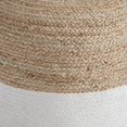 thumbnail image 2 of Benjara Fabric Round Pouf with Braided Jute Pattern, Brown and White, 2 of 3