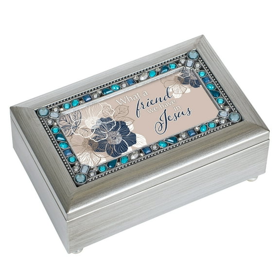 What A Friend We Have Champagne Silver 7 X 4 Mdf Wood Musical Box Plays Tune Friend In Jesus