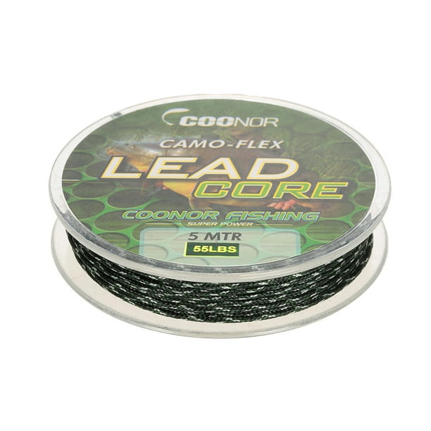 Coonor 35lb / 45lb / 55lb 5m Leadcore Braided Camouflage Carp Fishing Line Hair Rigs Lead Core Fishing Tack Green 35lbs
