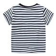 thumbnail image 4 of Toddler Tshirt Short Sleeve Crewneck Striped T-Shirts Cartoon Embroidered Top Casual Summer Tops 3-4 Years Boy Clothes, 4 of 5
