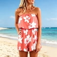 thumbnail image 2 of jiaxiM Jumpsuits for Women Bandeau Rompers Casual Strapless Floral Printed Romper off the Shoulder Summer Overalls Sleeveless One Piece Outfits with Pockets, 2 of 5