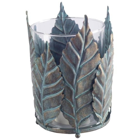 Mercana Pana II Large Green And Gold Metal Leaf Table Candle Holder 53334