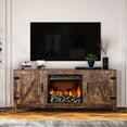 thumbnail image 2 of Fireplace TV Stand for TV up to 65 inches, Wood Electric Fireplace TV Console Table Stand with Storage, Home Living Room Entertainment Center Media Console, Dark Oak, 58"L x 16"W x 25"H, 2 of 11