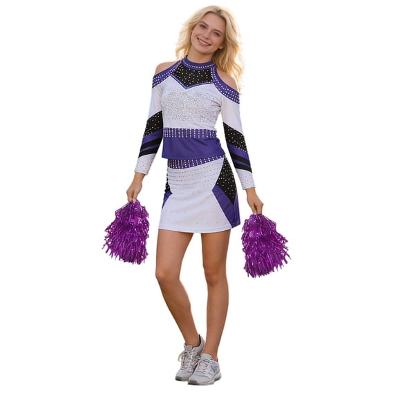CONZONE Carnival Women's Cheerleader Dress Up High School Cheerleading Outfit Cheer Uniform Funny Festival Stage Performance Clothes