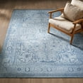 thumbnail image 4 of Luria Rugs Easy Care 6' x 9' Non-Slip Large Area Rug for Living Room, Bedroom, Dining Room, Playroom Vintage Farmhouse - Stain Resistant & Durable, Moreno Collection - Silver/Baby Blue, 4 of 6