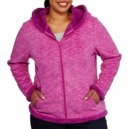 Women's Plus-Size Microfleece Hoodie With Cozy Sherpa ...