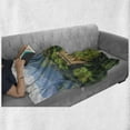 thumbnail image 6 of Nature Soft Flannel Fleece Throw Blanket, Idyllic Aerial View of Historical Construction Invasion Natural Scenery, Cozy Plush for Indoor and Outdoor Use, 50" x 60", Green, by Ambesonne, 6 of 6