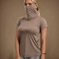 thumbnail image 2 of Women's UPF 50+ Neck Gaiter Top - Short Sleeve Loose Blouse with Face Cover for Fishing & Hiking, Casual Sun Protection Shirt, 2 of 7