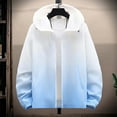 thumbnail image 2 of Xfvqtps Mens Light Jacket Hoodie Full Zip up with Drawstring Sun Protection Gradient Long Sleeve Summer Coat for Fishing Hiking Athletic Running Blue, 2 of 7
