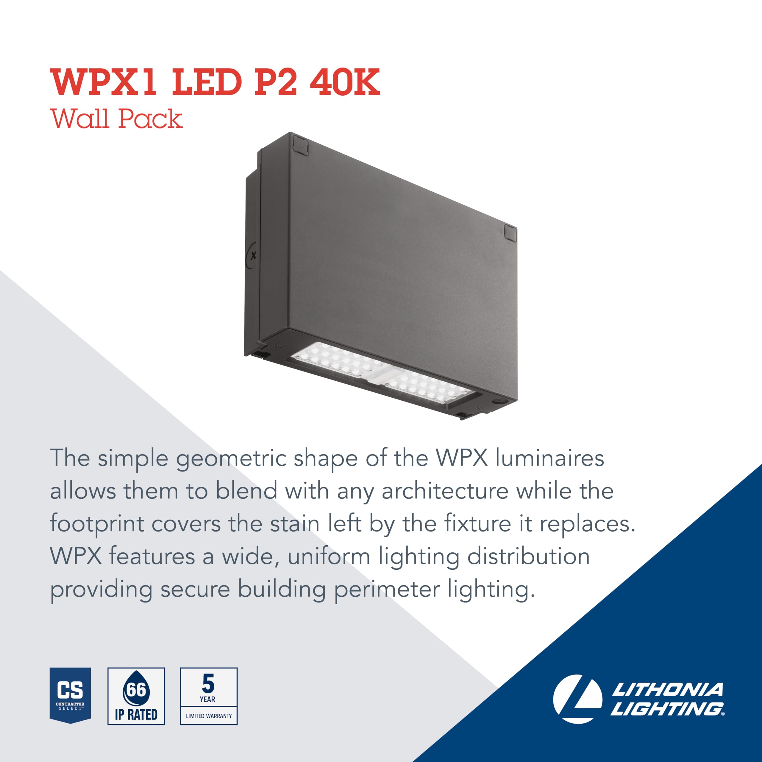 Lithonia Lighting 11.1" LED Wall Pack Outdoor Light Fixture, Building Wall Light, 4000K Cool White, MVOLT 120-277V, IP66, Bronze (WPX1 LED P2 40K MVOLT DDBXD M4) CA3