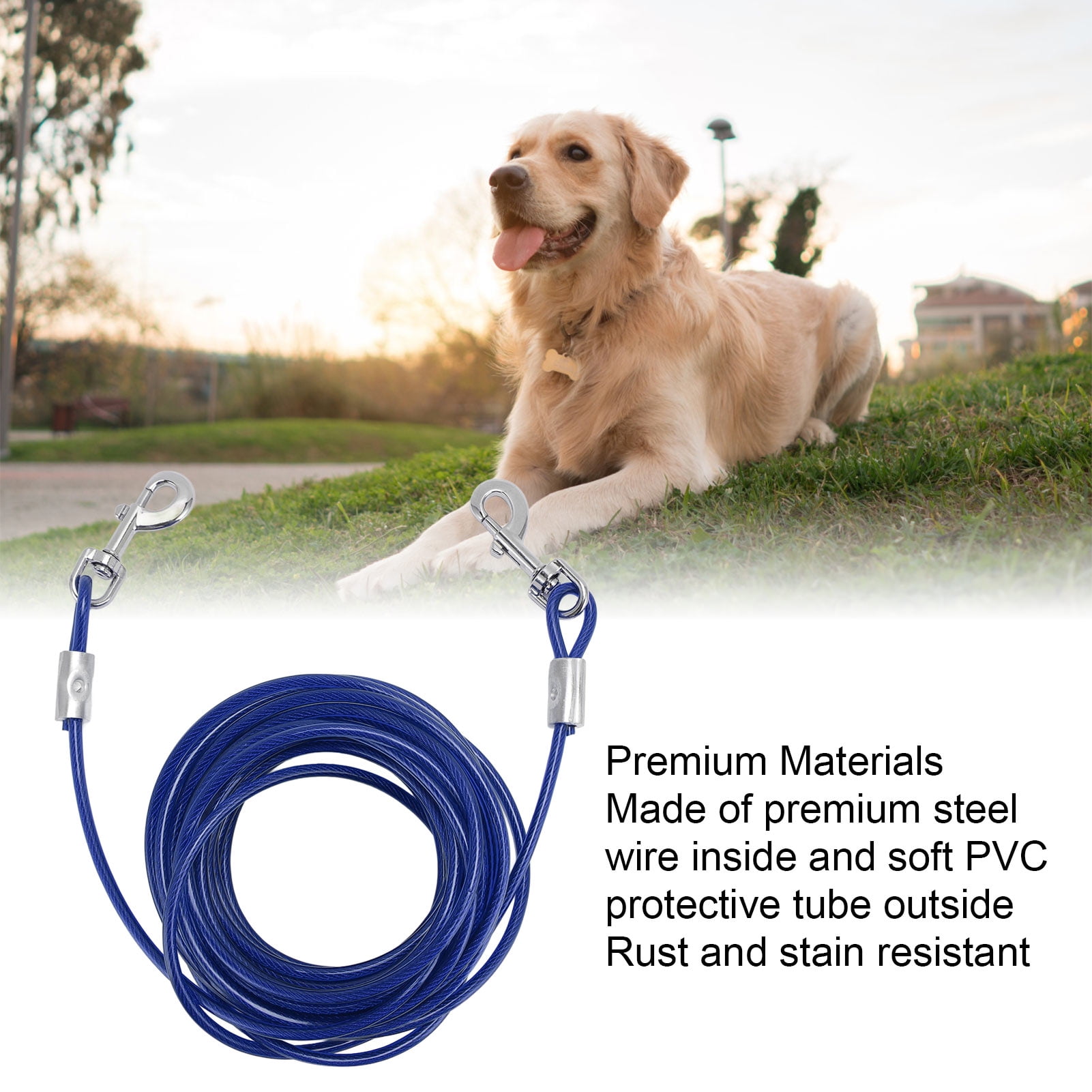 Dog Tether For Yard Jenico Dog Tie Out Cable, 10/15/20/30/40/50/70/