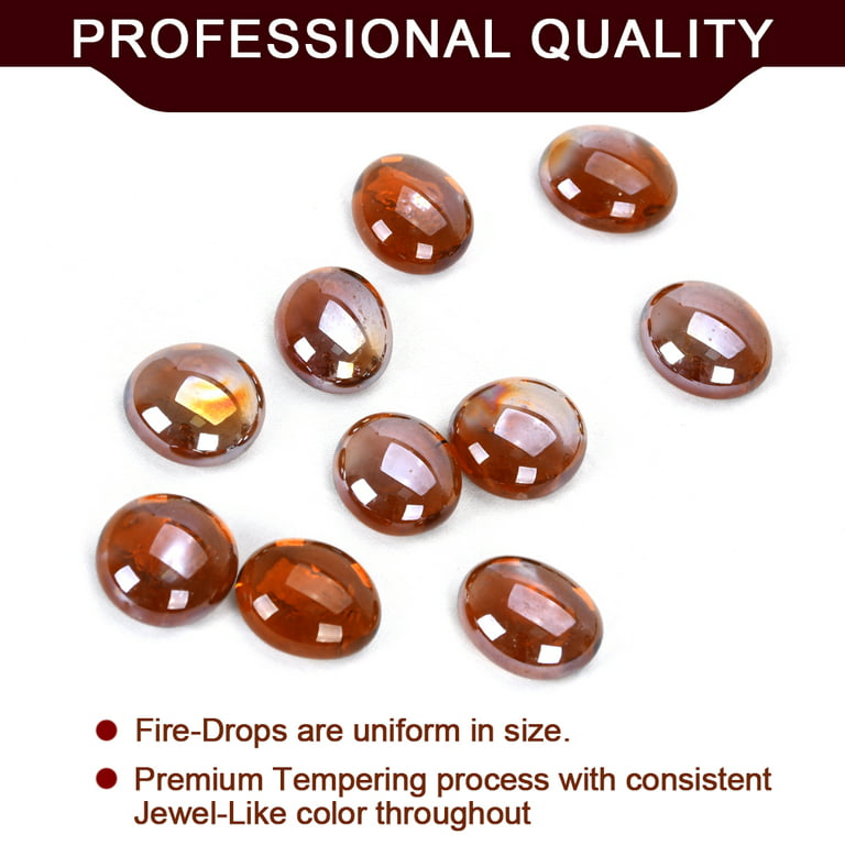 Fire Glass Crystal Beads Rocks for Fire Pits - 3/4 Round Drops –