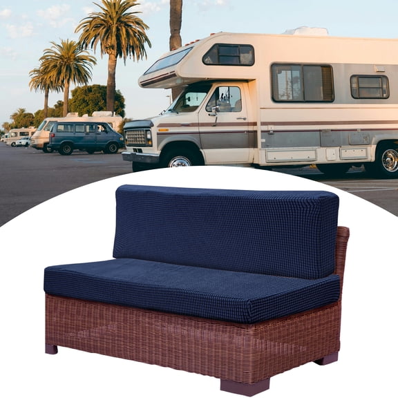Camper Cushion Cover Non-Slip RV Dinette Seat Cover for Camper Sofa Bench Polyester Navy Blue 1 Set
