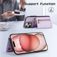 thumbnail image 4 of ELEHOLD Case for iPhone 13 Pro Max, Zipper Leather Wallet Crossbody Case with Detachable Ring Kickstand & Card Slots,Purple, 4 of 9