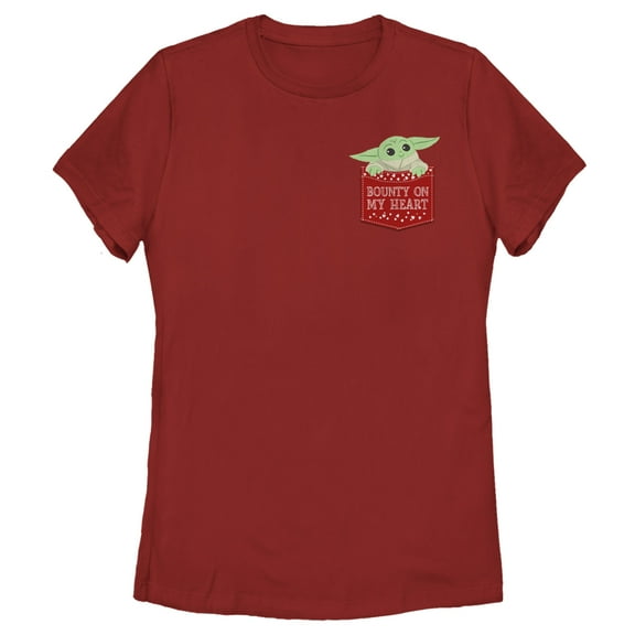 Women's Star Wars: The Mandalorian The Child Bounty Heart Pocket  Graphic Tee Red Large