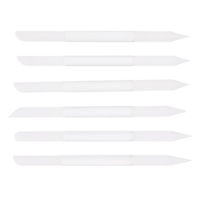 Glass Cuticle Pusher Nail File Set for Nail Art with 6Pcs White Glass Files