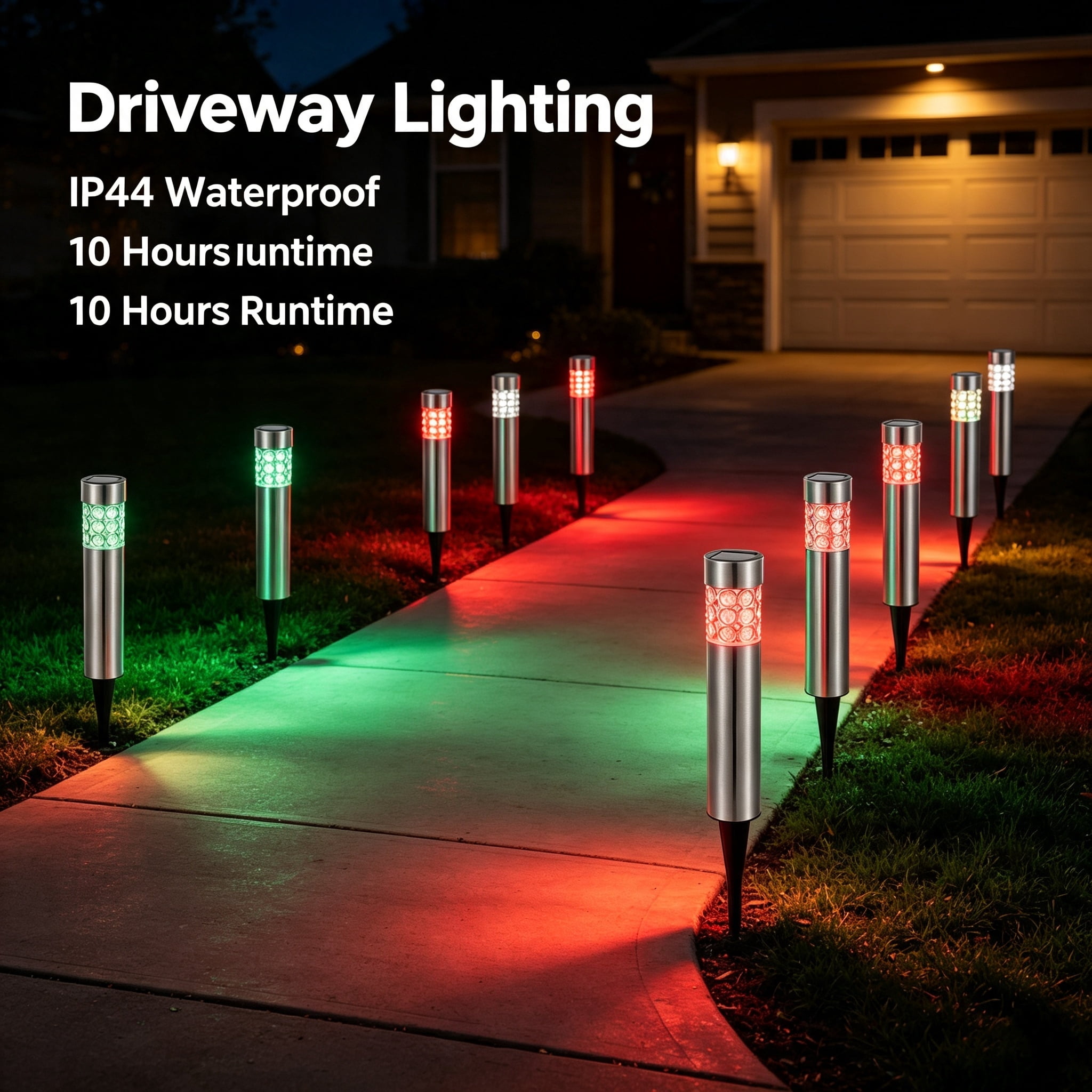 Astoutdoor Solar Garden Stake Lights, IP44 Weather-Resistant Color-Changing Outdoor Lamp, Stainless Steel & ABS Housing, 6-Pack