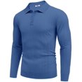 thumbnail image 4 of COOFANDY Men's Knit Polo Shirts Long Sleeve Casual Button Down Ribbed Polo Shirt Fashion Golf Shirts, 4 of 6