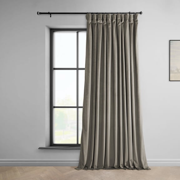 HPD Half Price Drapes Gallery Taupe Heritage Plush Velvet Room Darkening Curtains for Bedroom & Living Room Curtains (1 Panel),Window Curtains 108 inches long, Extra Wide Curtains & Drapes,100W X 108L