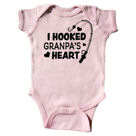 

Inktastic I Hooked Granpa s Heart with Fishing Rod Gift Baby Boy or Baby Girl Bodysuit