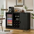 thumbnail image 6 of BROTTAR Fluted Wine Bar Cabinet with Fridge (Fridge Included), 47" Coffee Bar Cabinet with Wine Rack and Glass Holder, Liquor Cabinets with Drawer & Storage, Home Bar for Dining Room Kitchen, Black, 6 of 8