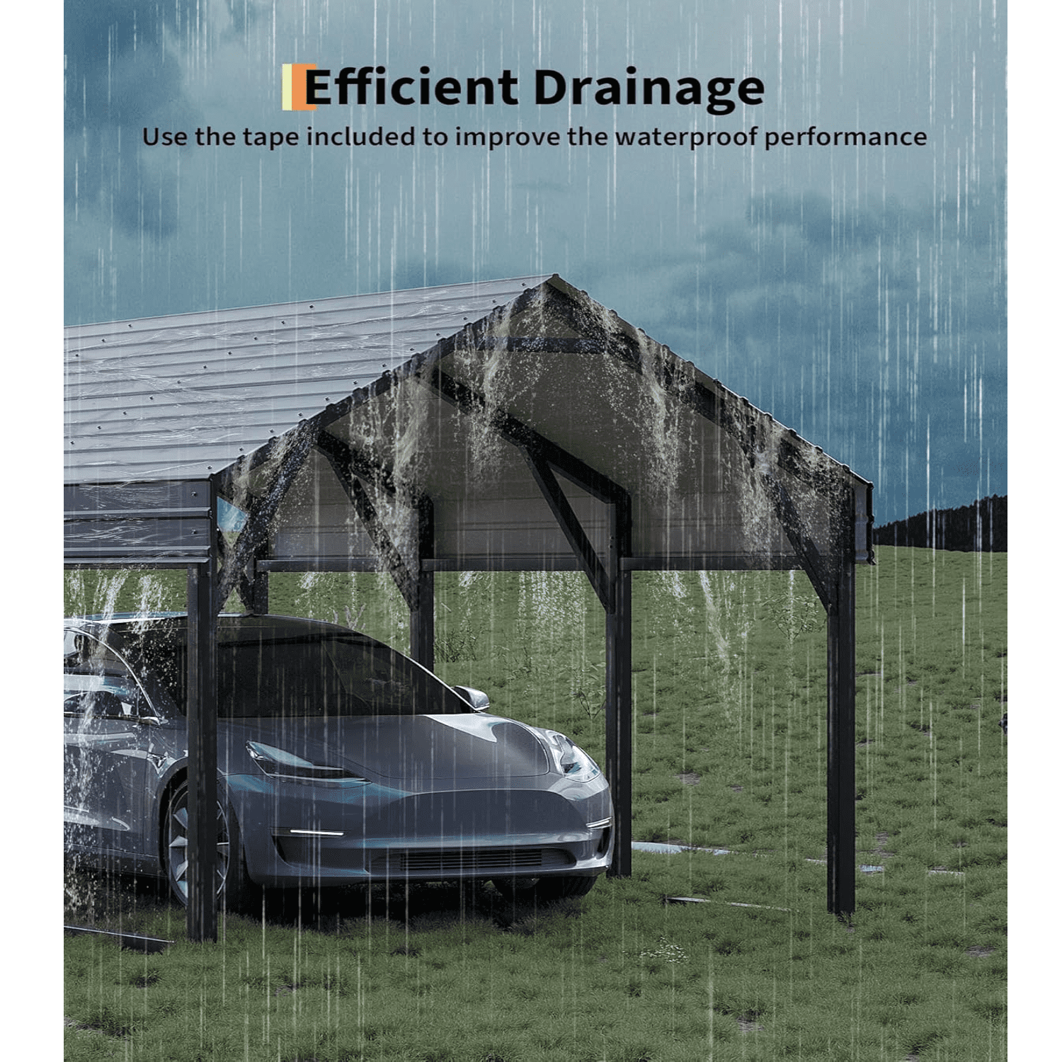 Metal Carport Kits with Reinforced Frame & Steel Roof, All-Weather Permanent Shelter for Boats, Sedans and Tractors