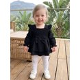 thumbnail image 5 of RUINIXCW Newborn Baby Girl Smocked Romper Dress Princess Birthday Baptism Wedding Party Dress Infant Baby Girls Spring Fall Clothes Square Neck Puff Long Sleeve Ruffled Dress, 5 of 10