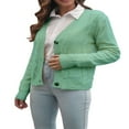 thumbnail image 4 of Women‘s Long Sleeve Cable Knit Sweater Open Front Cardigan Button Loose Outerwear Wheat Yellow S, 4 of 5