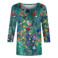 thumbnail image 5 of Juslio Blouses for Womens Shirts 3/4 Sleeve Floral Print Crew Neck Casual Blouses Multicolor XXXL, 5 of 5