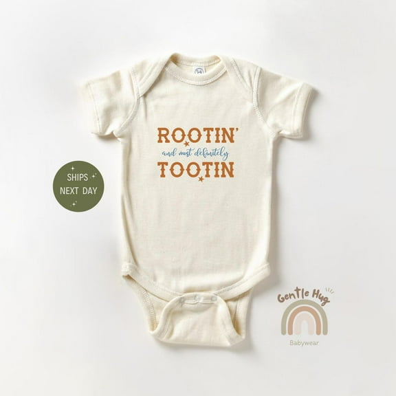 Baby Bodysuit BELLA CANVAS Rootin And Most Definitely Tootin Baby Bodysuit, Funny Baby Onesie, Rodeo Baby Gift, New Cowboy Baby Onesie, Western Baby Bodysuit