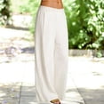 thumbnail image 2 of Women's Spring Summer Embroidered Wide Leg Pants Cotton Linen High Waist, 2 of 6